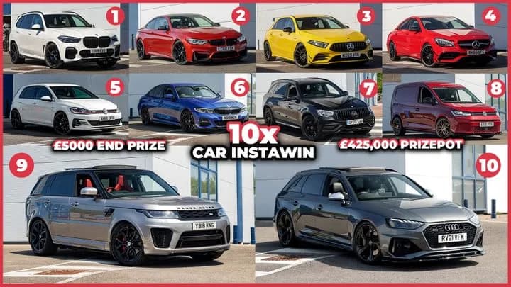 10x InstaWin Cars + £5,000 End Prize
