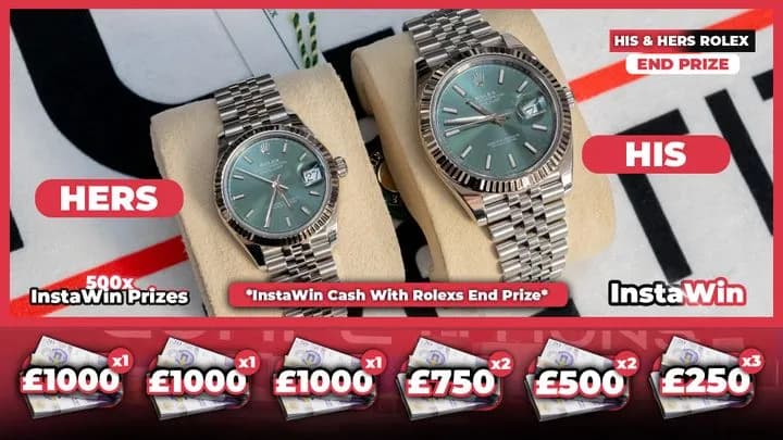 His & Hers Mint Green Rolex Datejusts End Prize + 500x InstaWins