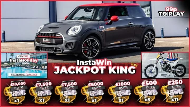 Jackpot King: 1,500x InstaWins + £1,000 End Prize
